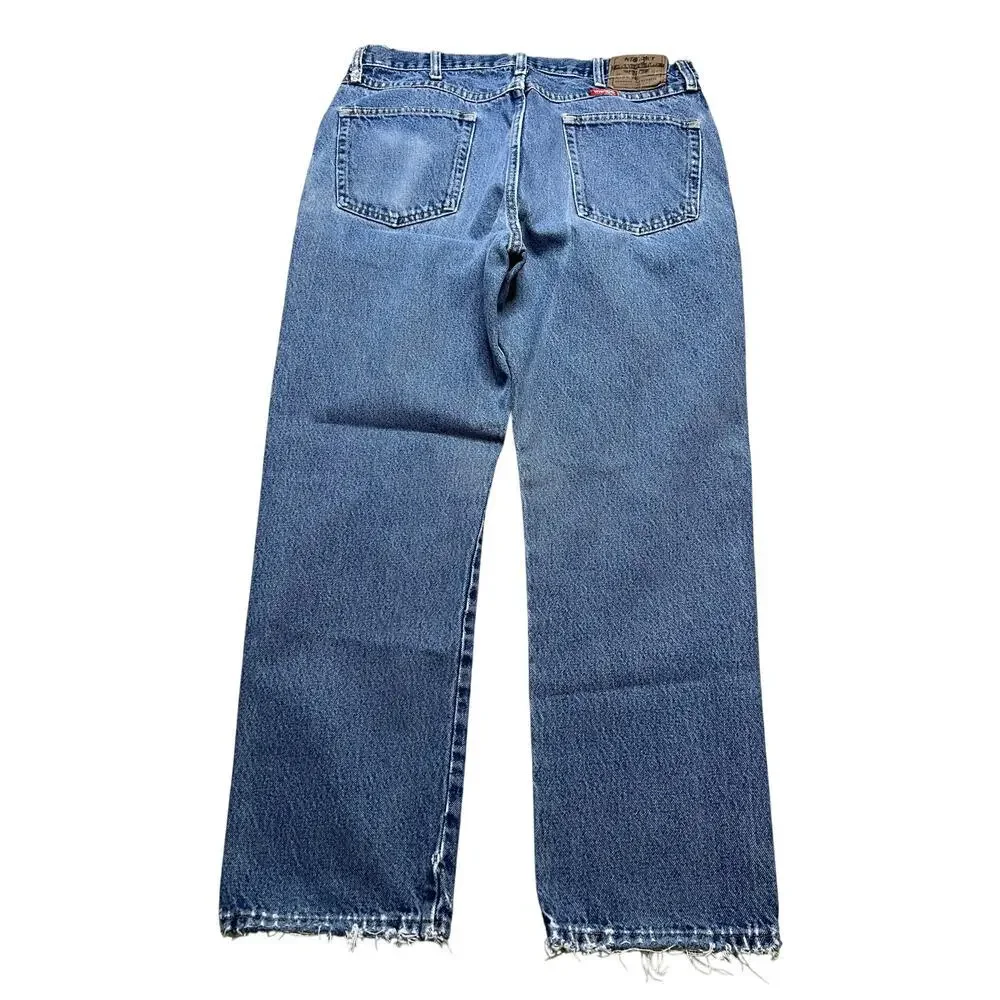 Vintage‎ Wrangler Jeans Mens Actual 34x28.5 Light Wash Straight Denim distress